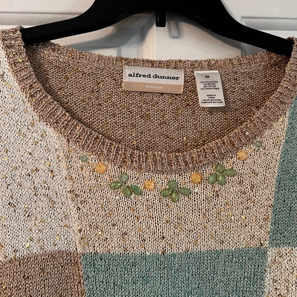 Alfred Dunner Women's Colorblock Sweater - Blue and Tan - Picture 2 of 5